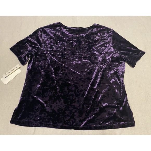 NWT Notations Womens Blouse Size XL Purple Crushed Velvet Cocktail Party Dressy - Picture 2 of 11